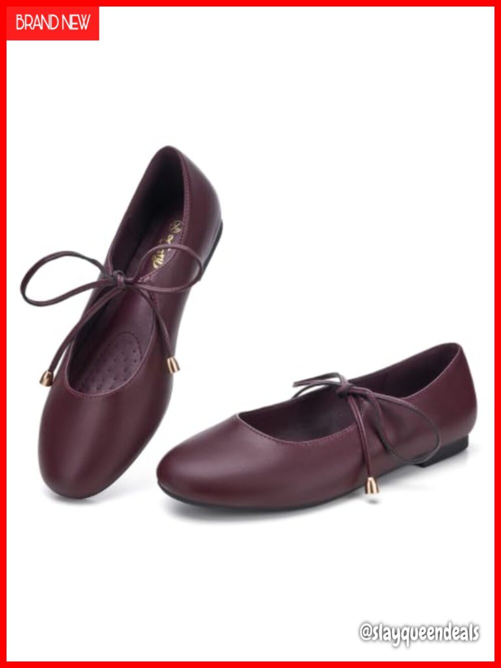 Trary Mary Jane Lace Up Ballet Flats Round Toe Comfort Dress Shoes